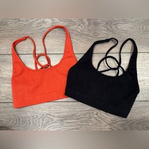 Free People Intimately FP Sienna Strappy Bralette in Red-Orange & Black